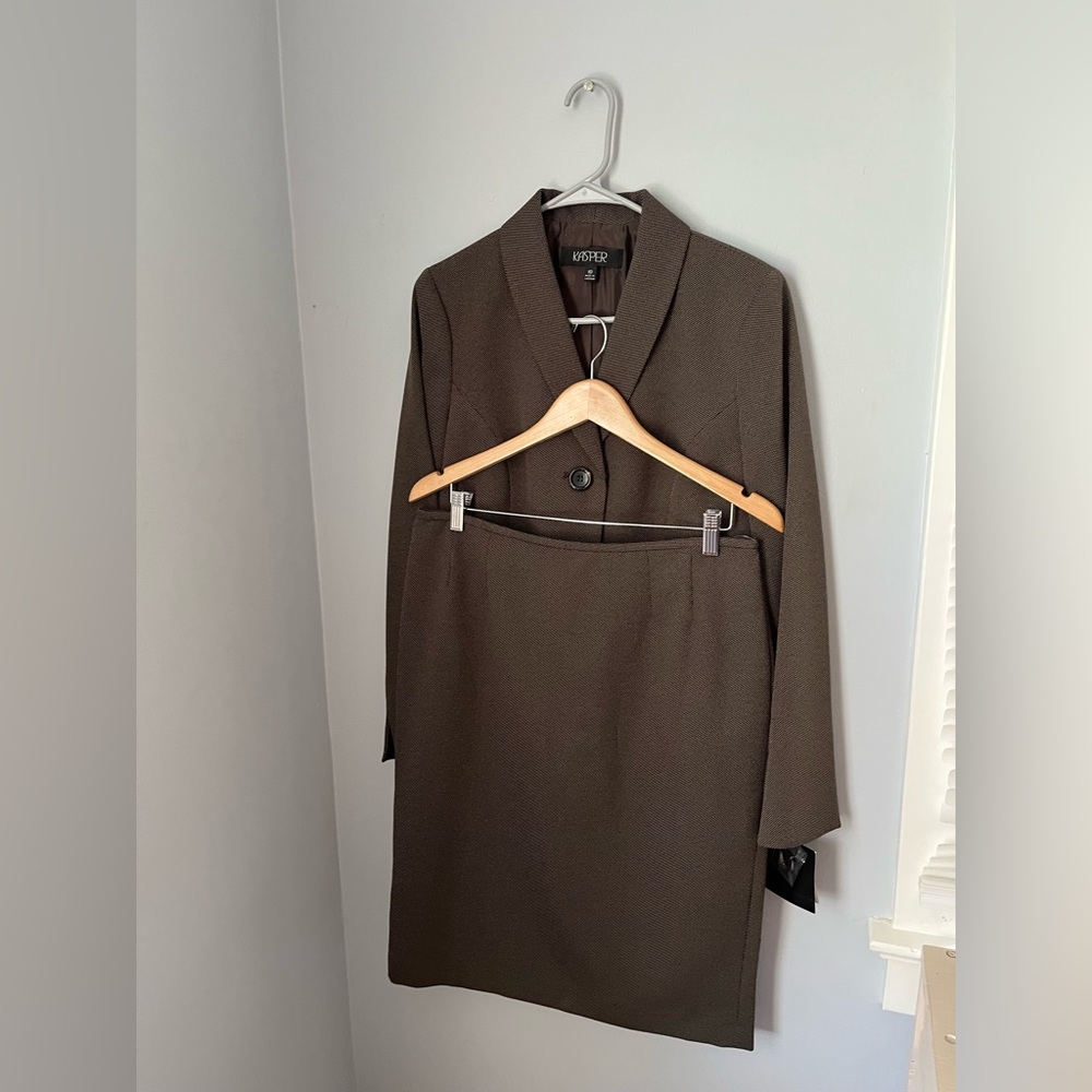 Kasper Brown and Cream Sal N peper Blazer Professional Suit Jacket